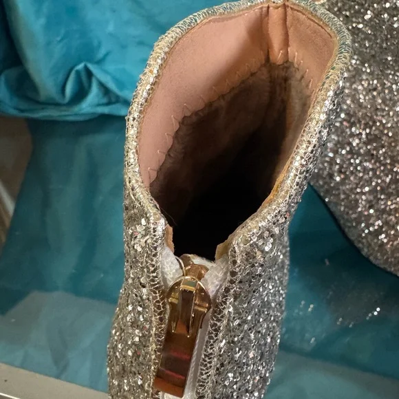 Silver Glitter Ankle Boots - Picture 2 of 4